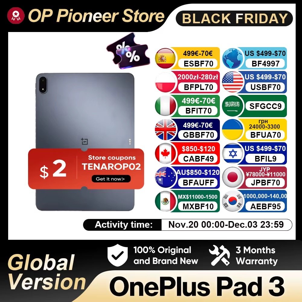 الإصدار العالمي OnePlus Pad 3 12GB