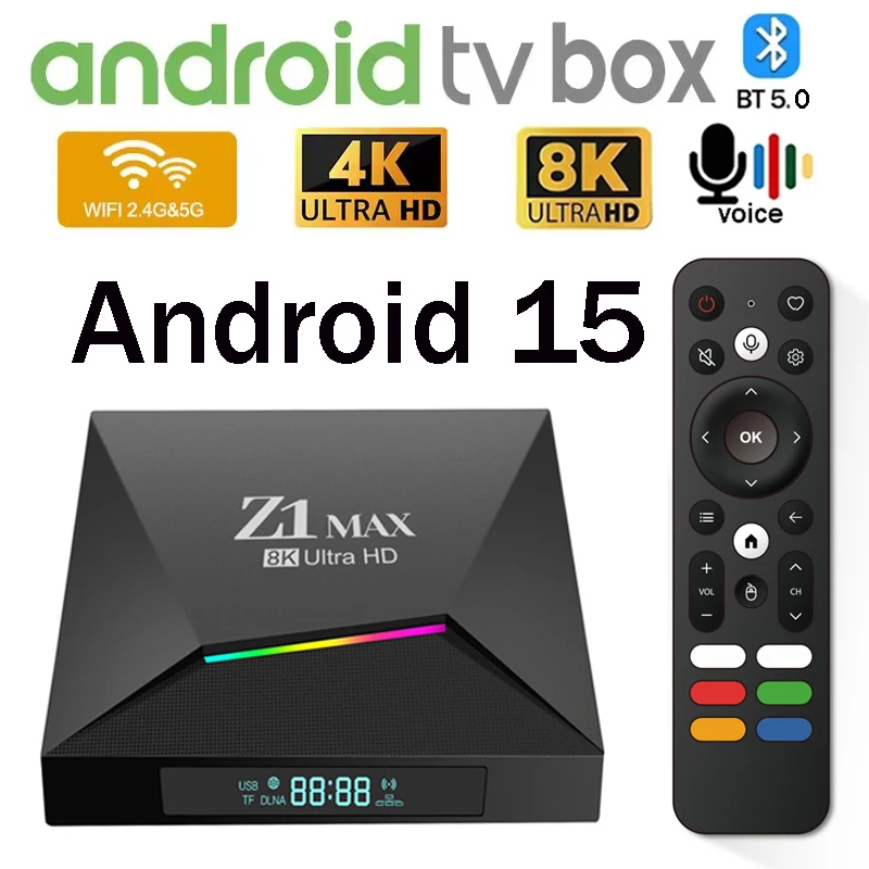 8K andid 15 Z1 Max TV Box 4G 5G مشغل وسائط واي فاي مزدوج يدعم Allwinner H618 رباعي النواة BT صوت عن بعد IPTV 4K 8K TV Box